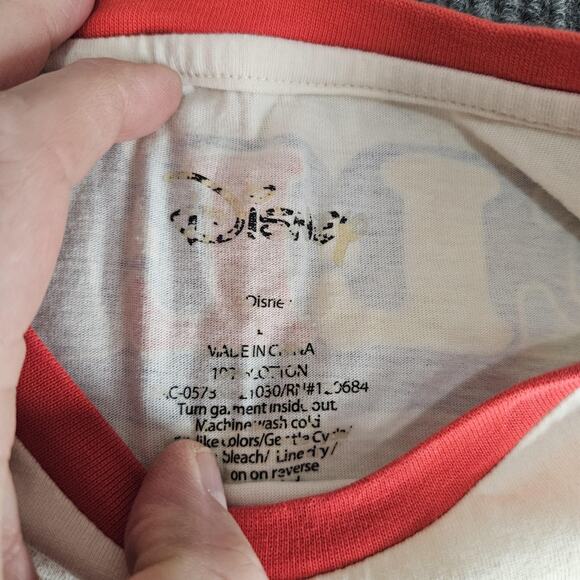 Disney Excellent 8 Shirt Mens Large Cream Ringer Mickey Mouse Goofy Donald - Picture 5 of 11
